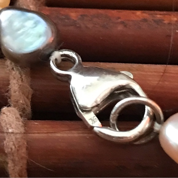 Honora Cream & Grey Long Pearl Necklace .925 Sterling Silver clasp 36” - Picture 12 of 12